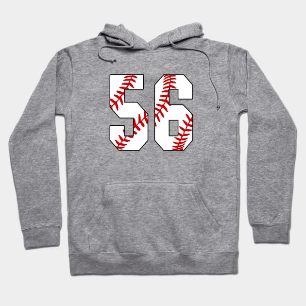 Baseball Number 56 #56 Baseball Shirt Jersey Favorite Player Biggest Fan Hoodie by TeeCreations